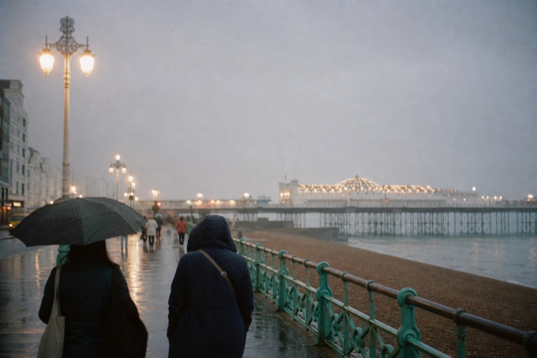 Brighton on a rainy day, the pier through the drizzle